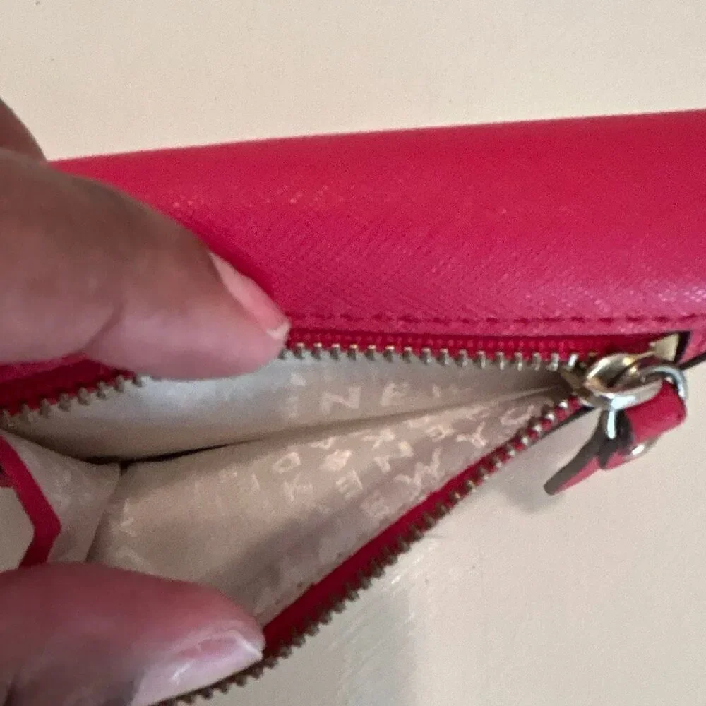 Kate Spade Compact Pouch Wallet Red Saffiano Leather Fold Over Cardholder